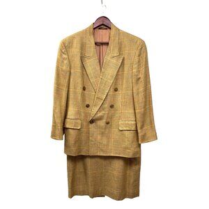 Cricketeer Collectionelle Vintage Yellow Glencheck Plaid Blazer & Skirt Set